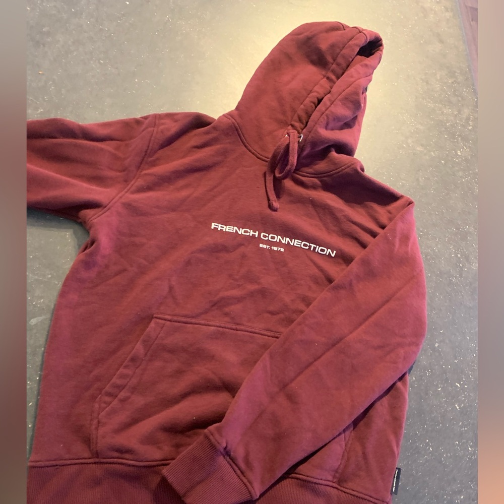 French Connection dark red medium Men Drawstring Hoodie
